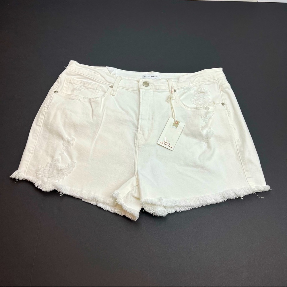 Good American Shorts Good 90s Womens Size 14 / 32 White Denim Distressed NEW